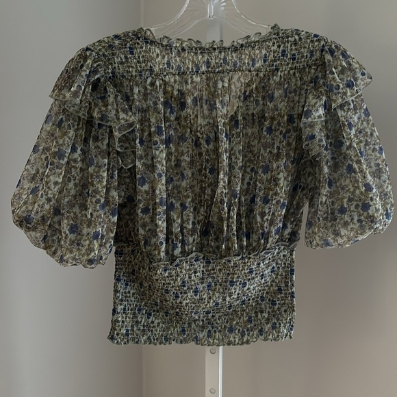 Free People Beatrice Floral Smocked Waist Top Size Smalll - Picture 6 of 6